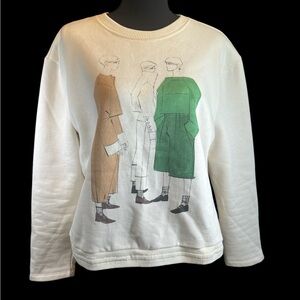 Zara Cream Crewneck Sweatshirt with Graphic Design | Size S